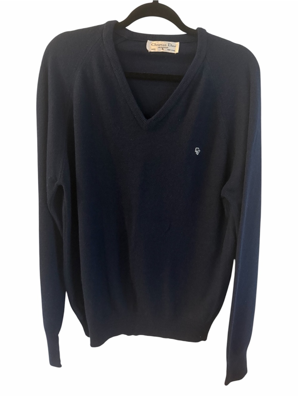 Dior Navy V-Neck Men's Sweater VNTG